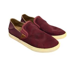 BRAND NEW Olukai Pehuea Shoes Womens 7 Burgundy Red Slip On Casual 20271-RGRW